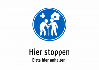 Hier stoppen - Bitte hier anhalten.