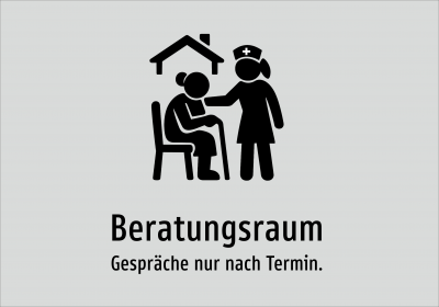 Beratungsraum - Gespräche nur nach Termin.