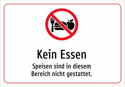 Kein Essen - Speisen sind in diesem Bereich nicht gestattet.