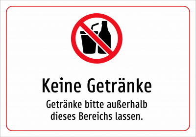 Keine Getränke - Getränke bitte außerhalb dieses Bereichs lassen.