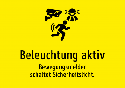 Beleuchtung aktiv - Bewegungsmelder schaltet Sicherheitslicht.