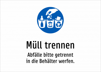 Müll trennen - Abfälle bitte getrennt in die Behälter werfen.