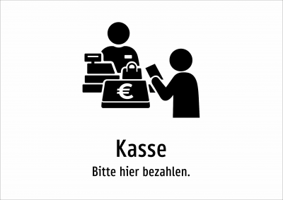 Kasse - Bitte hier bezahlen.
