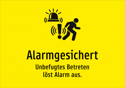 Alarmgesichert - Unbefugtes Betreten löst Alarm aus.