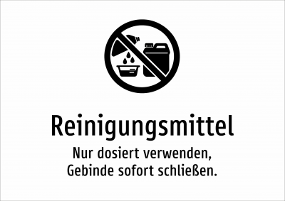 Reinigungsmittel - Nur dosiert verwenden, Gebinde sofort schließen.