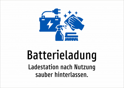 Batterieladung - Ladestation nach Nutzung sauber hinterlassen.