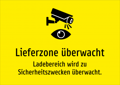 Lieferzone überwacht - Ladebereich wird zu Sicherheitszwecken überwacht.