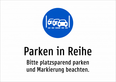 Parken in Reihe - Bitte platzsparend parken und Markierung beachten.