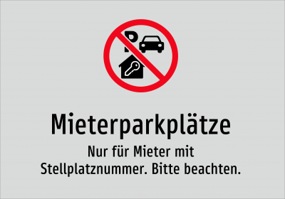 Mieterparkplätze - Nur für Mieter mit Stellplatznummer. Bitte beachten.
