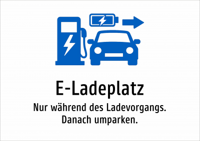 E-Ladeplatz - Nur während des Ladevorgangs. Danach umparken.