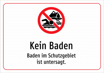Kein Baden - Baden im Schutzgebiet ist untersagt.