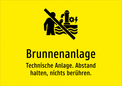 Brunnenanlage - Technische Anlage. Abstand halten, nichts berühren.