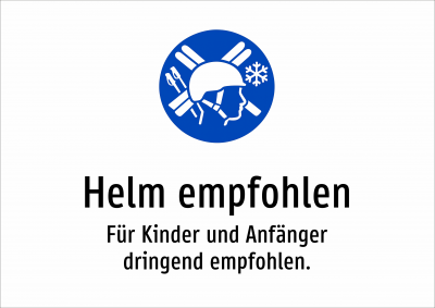 Helm empfohlen - Für Kinder und Anfänger dringend empfohlen.