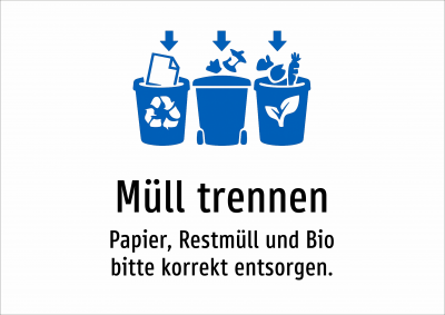 Müll trennen - Papier, Restmüll und Bio bitte korrekt entsorgen.