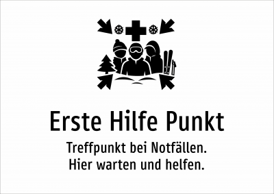 Erste Hilfe Punkt - Treffpunkt bei Notfällen. Hier warten und helfen.