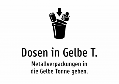 Dosen in Gelbe T. - Metallverpackungen in die Gelbe Tonne geben.