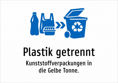 Plastik getrennt - Kunststoffverpackungen in die Gelbe Tonne.