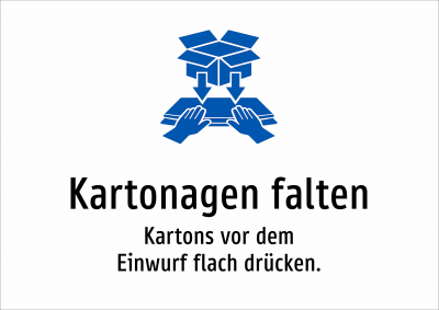 Kartonagen falten - Kartons vor dem Einwurf flach drücken.