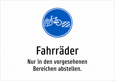 Fahrräder - Nur in den vorgesehenen Bereichen abstellen.
