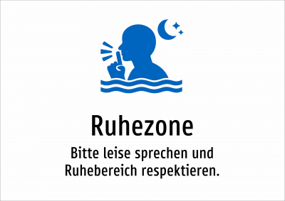 Ruhezone - Bitte leise sprechen und Ruhebereich respektieren.