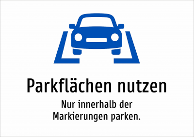 Parkflächen nutzen - Nur innerhalb der Markierungen parken.