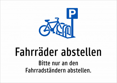 Fahrräder abstellen - Bitte nur an den Fahrradständern abstellen.