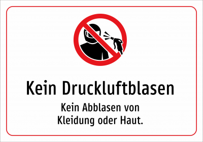 Kein Druckluftblasen - Kein Abblasen von Kleidung oder Haut.