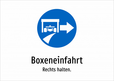 Boxeneinfahrt - Rechts halten.