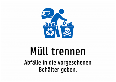 Müll trennen - Abfälle in die vorgesehenen Behälter geben.