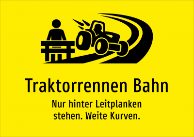Traktorrennen Bahn - Nur hinter Leitplanken stehen. Weite Kurven.