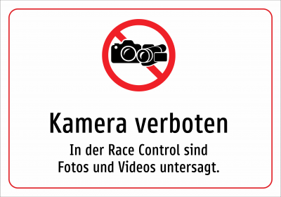 Kamera verboten - In der Race Control sind Fotos und Videos untersagt.