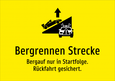 Bergrennen Strecke - Bergauf nur in Startfolge. Rückfahrt gesichert.
