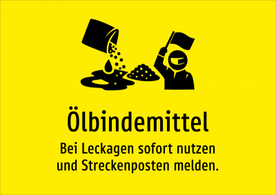 Ölbindemittel - Bei Leckagen sofort nutzen und Streckenposten melden.