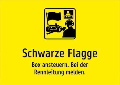 Schwarze Flagge - Box ansteuern. Bei der Rennleitung melden.