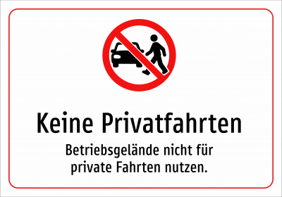 Keine Privatfahrten - Betriebsgelände nicht für private Fahrten nutzen.