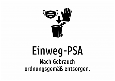 Einweg-PSA - Nach Gebrauch ordnungsgemäß entsorgen.