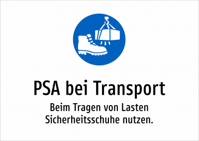 PSA bei Transport - Beim Tragen von Lasten Sicherheitsschuhe nutzen.