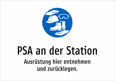 PSA an der Station - Ausrüstung hier entnehmen und zurücklegen.