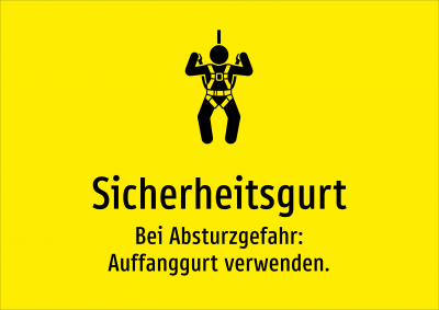 Sicherheitsgurt - Bei Absturzgefahr: Auffanggurt verwenden.