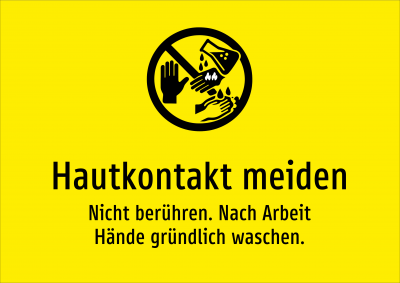 Hautkontakt meiden - Nicht berühren. Nach Arbeit Hände gründlich waschen.