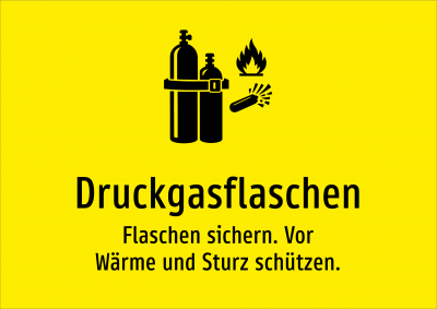 Druckgasflaschen - Flaschen sichern. Vor Wärme und Sturz schützen.
