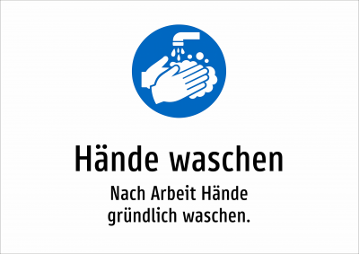 Hände waschen - Nach Arbeit Hände gründlich waschen.