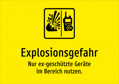 Explosionsgefahr - Nur ex-geschützte Geräte im Bereich nutzen.