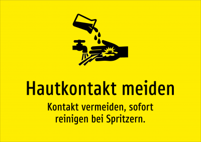 Hautkontakt meiden - Kontakt vermeiden, sofort reinigen bei Spritzern.