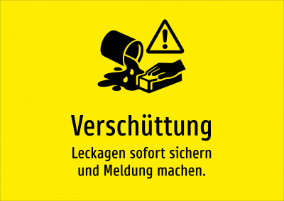 Verschüttung - Leckagen sofort sichern und Meldung machen.