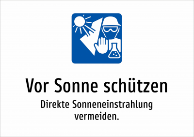 Vor Sonne schützen - Direkte Sonneneinstrahlung vermeiden.