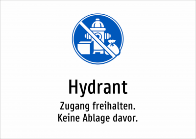 Hydrant - Zugang freihalten. Keine Ablage davor.
