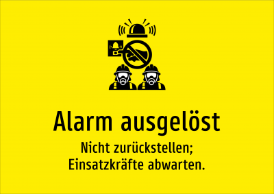 Alarm ausgelöst - Nicht zurückstellen; Einsatzkräfte abwarten.