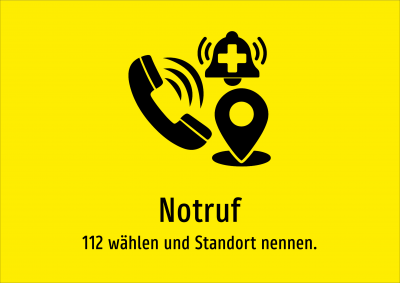 Notruf - 112 wählen und Standort nennen.