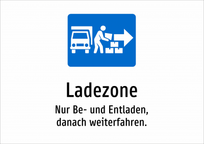 Ladezone - Nur Be- und Entladen, danach weiterfahren.